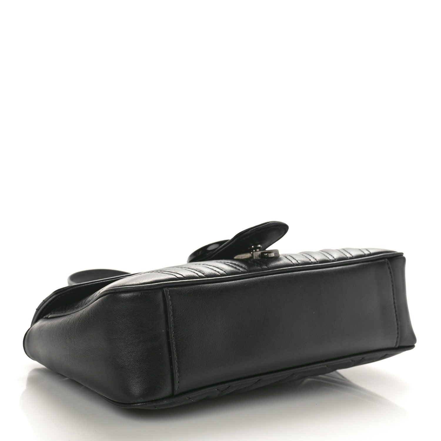 Gucci Calfskin Matelasse Monochrome Small GG Marmont Shoulder Bag Black 4 of 12