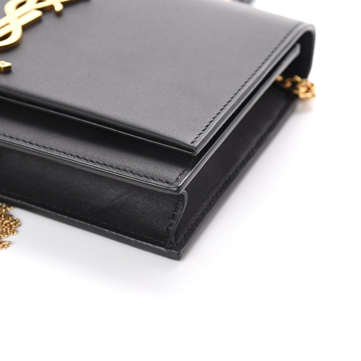 Smooth Calfskin Classic Monogram Kate Tassel Chain Wallet Black