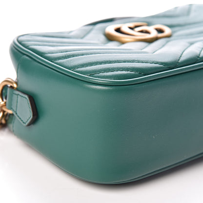 Gucci Calfskin Matelasse Small GG Marmont Chain Shoulder Bag Emerald Green 9 of 10