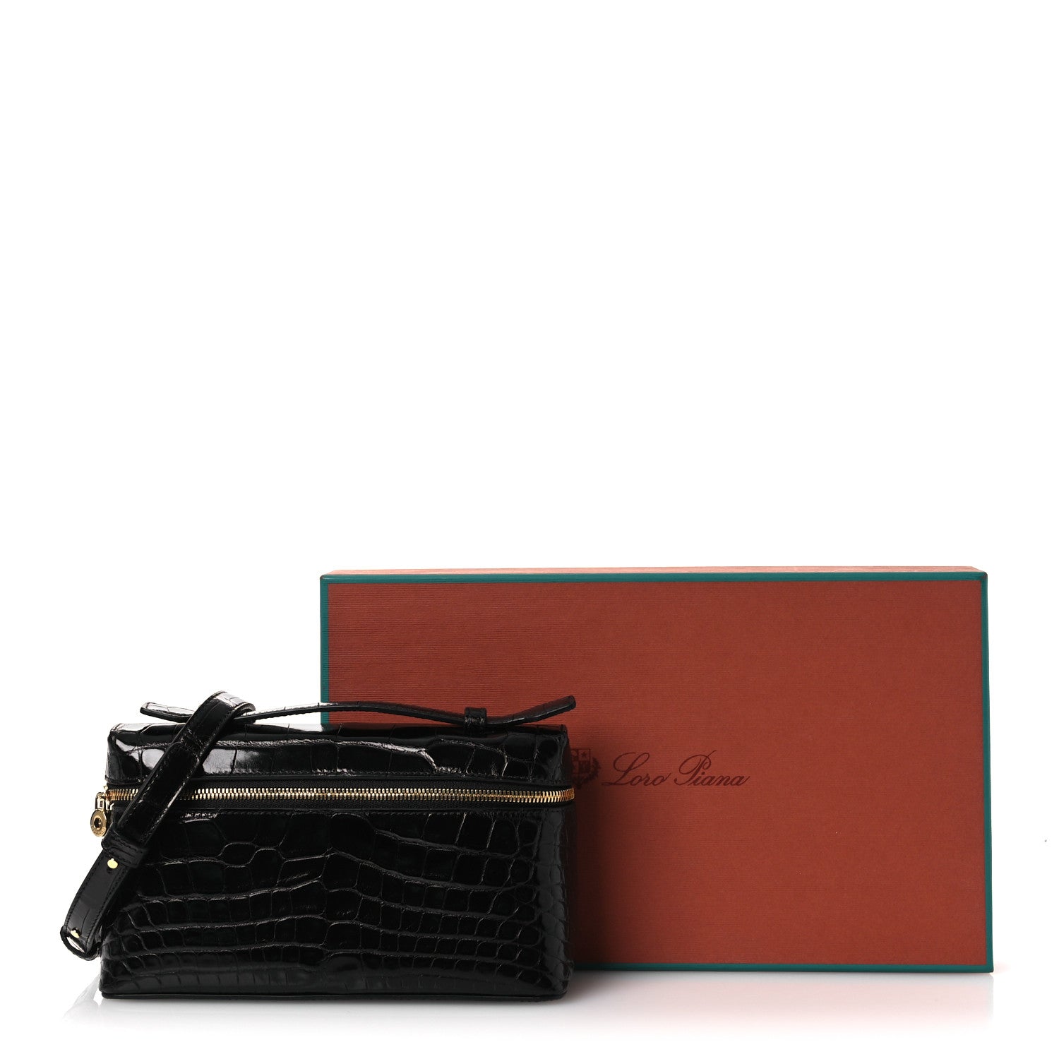 Loro Piana Glazed Alligator L19 Extra Pocket Pouch Black 1834424