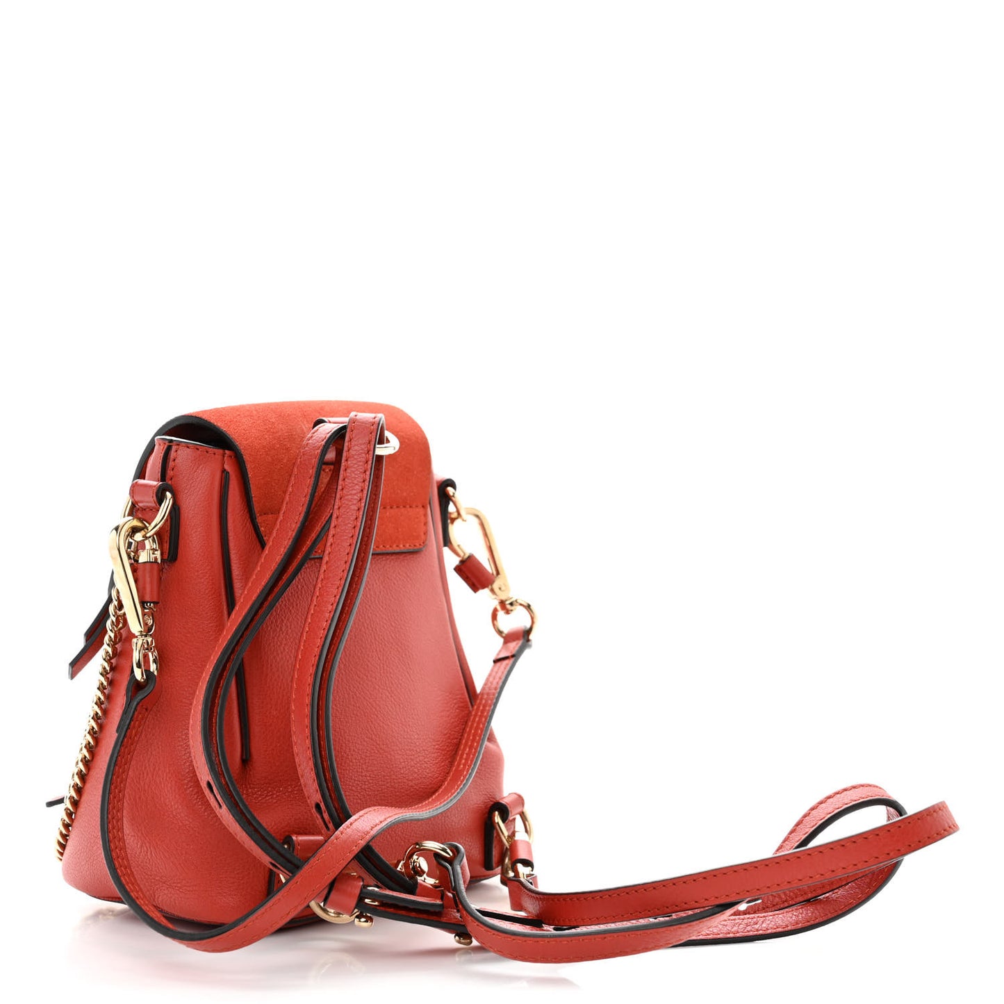 Suede Calfskin Mini Faye Backpack Sepia Red