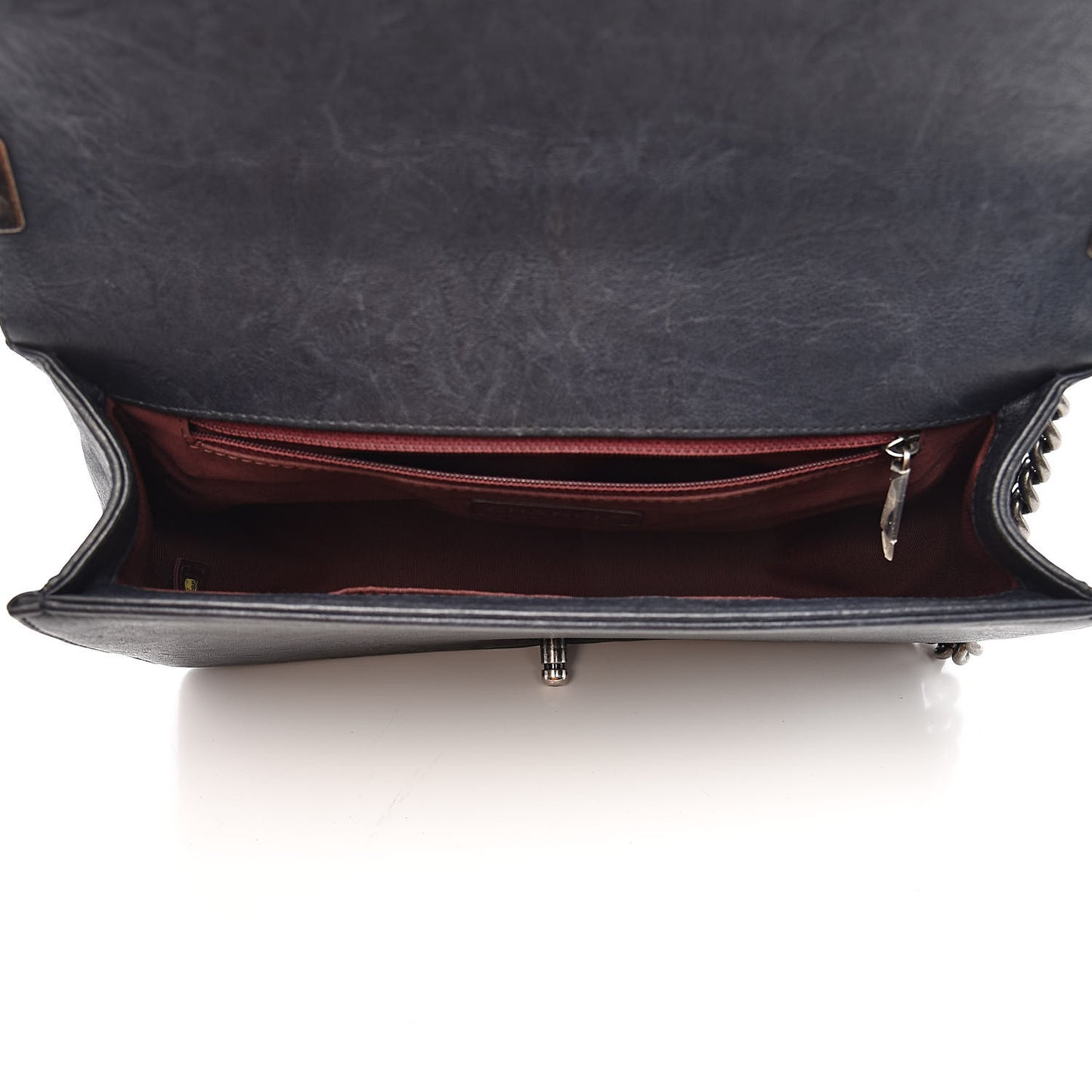 Crumpled Lambskin New Medium Studded Boy Flap Navy