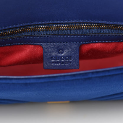 Gucci Velvet Matelasse Medium GG Marmont Shoulder Bag Cobalt Blue 6 of 9