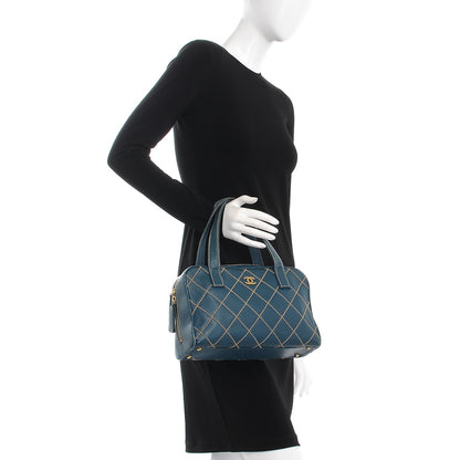 Chanel Calfskin Contrast Stitch Surpique Bowler Blue 2 of 10