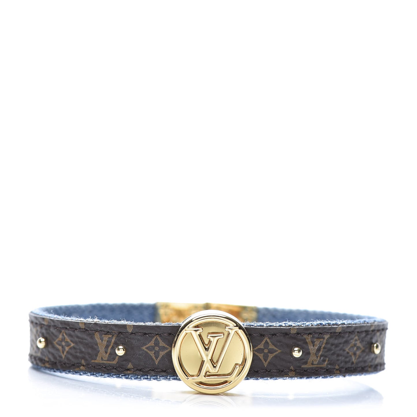 Monogram LV Circle Reversible Bracelet 17 Denim