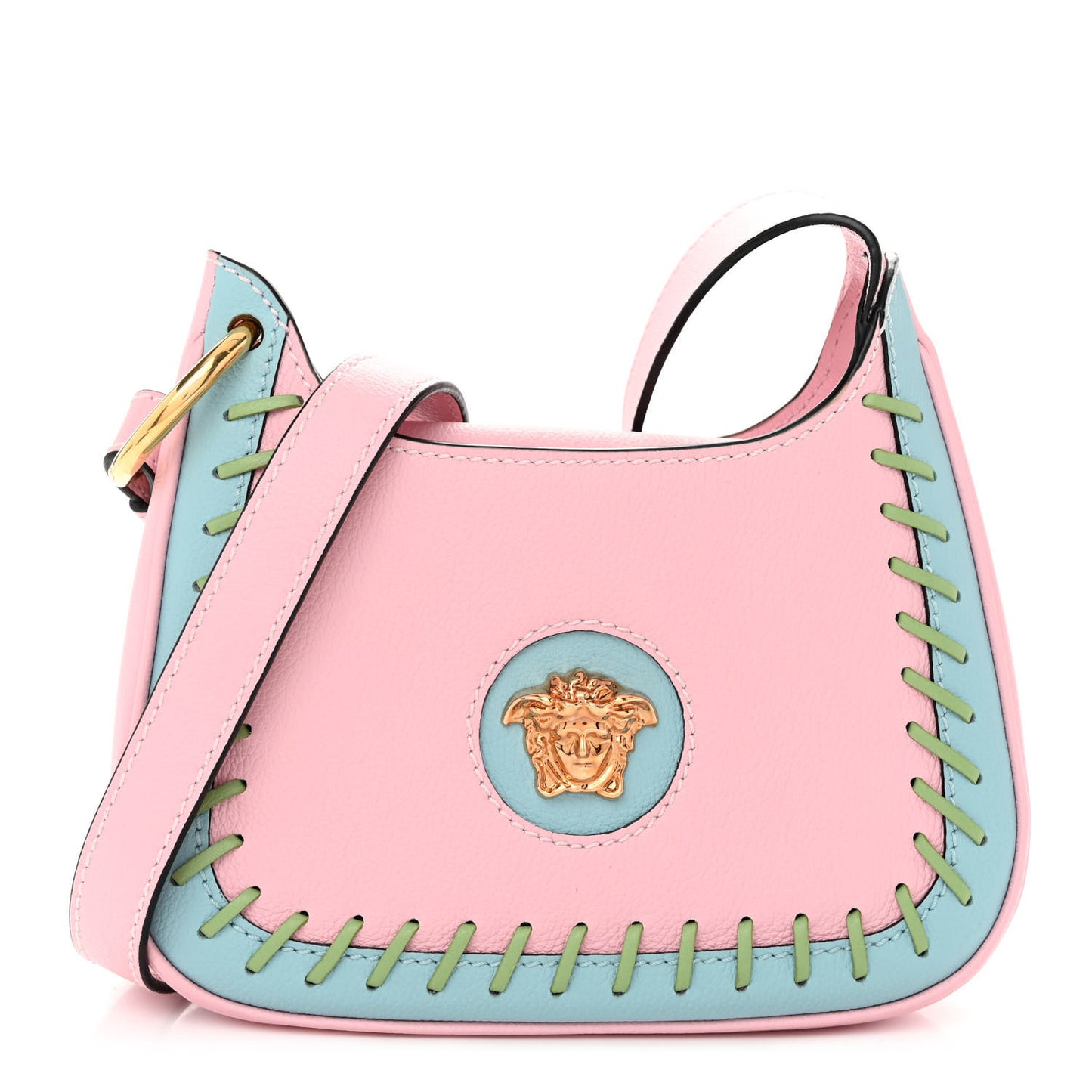 Calfskin Whipstitch Medusa Mini Hobo English Rose
