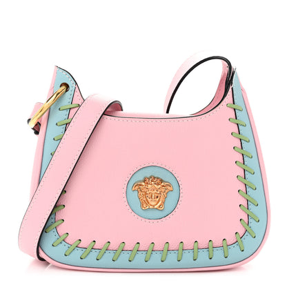 Versace Calfskin Whipstitch Medusa Mini Hobo English Rose 1 of 9