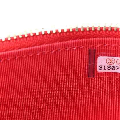 Chanel Lambskin Camellia Embossed Mini Vanity Case With Chain Red 7 of 10