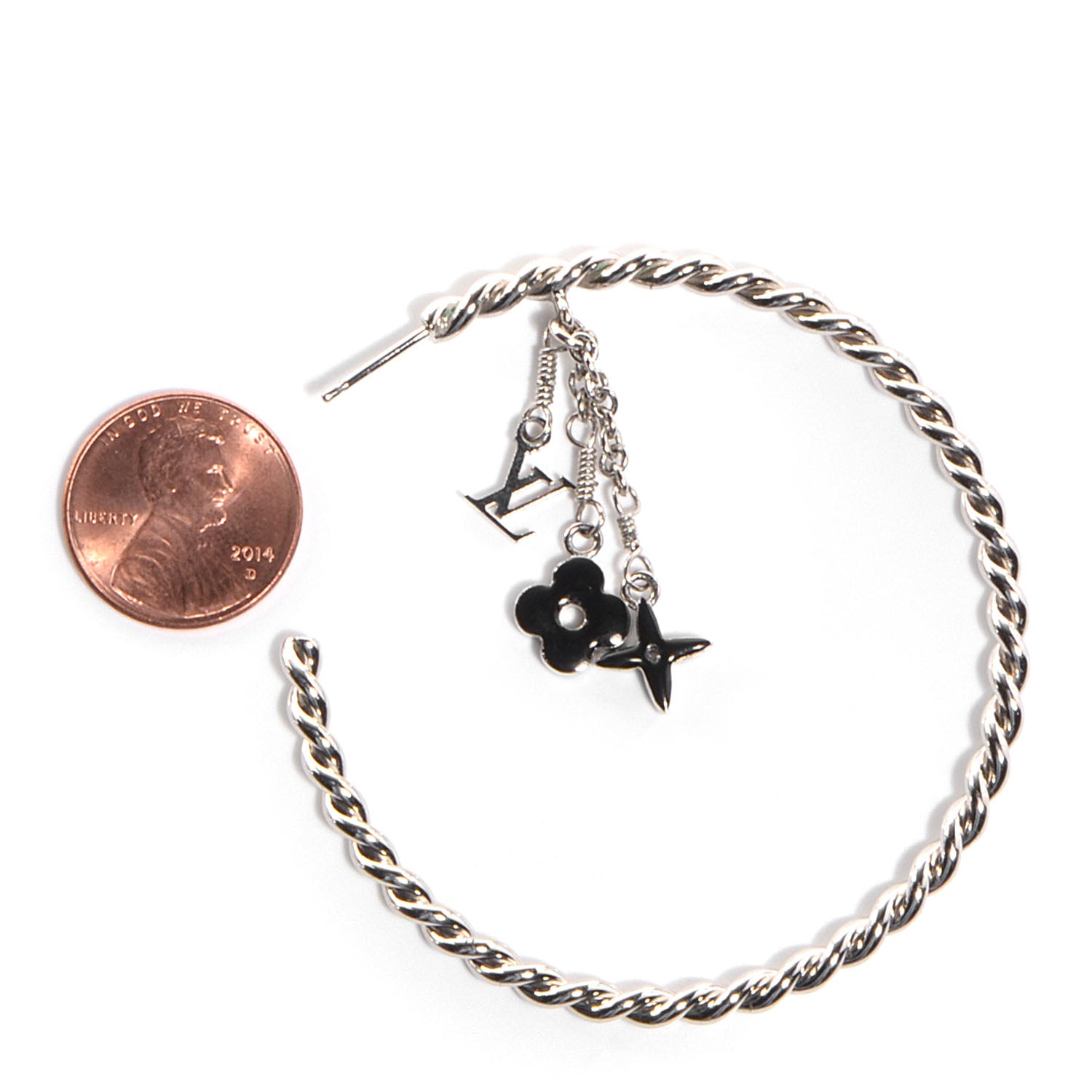 Louis Vuitton Sweet Monogram Creole Hoop Earrings Black 2 of 4