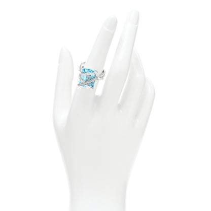 David Yurman Sterling Silver Diamond Blue Topaz 16mm Cable Wrap Ring 54 7 2 of 6