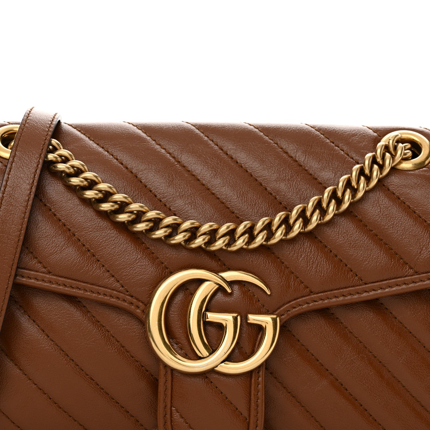 Gucci Azalea Calfskin Matelasse Diagonal Small GG Marmont Shoulder Bag Cuir 8 of 13
