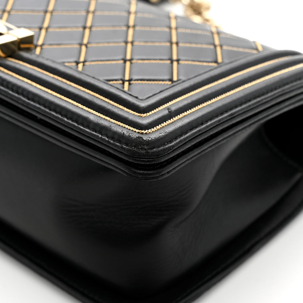 Chanel Lambskin Chain Quilted Medium Boy Flap Black 13 of 14