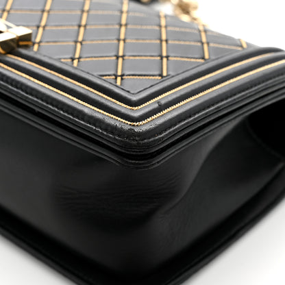 Chanel Lambskin Chain Quilted Medium Boy Flap Black 13 of 14