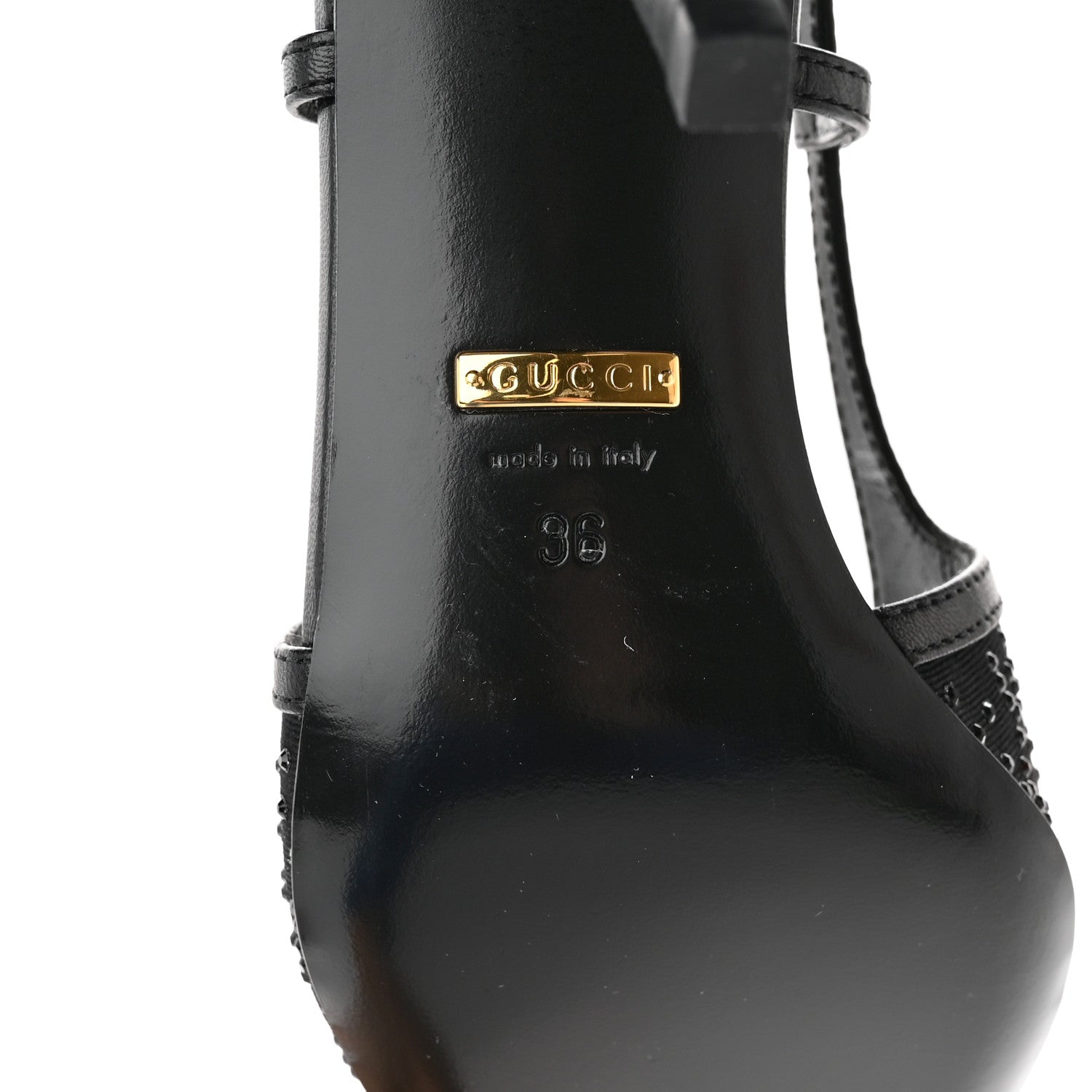Gucci Moire Fabric Malaga Kid Crystal GG Monogram Square G 75mm Slingback Pumps 36 Black 7 of 10