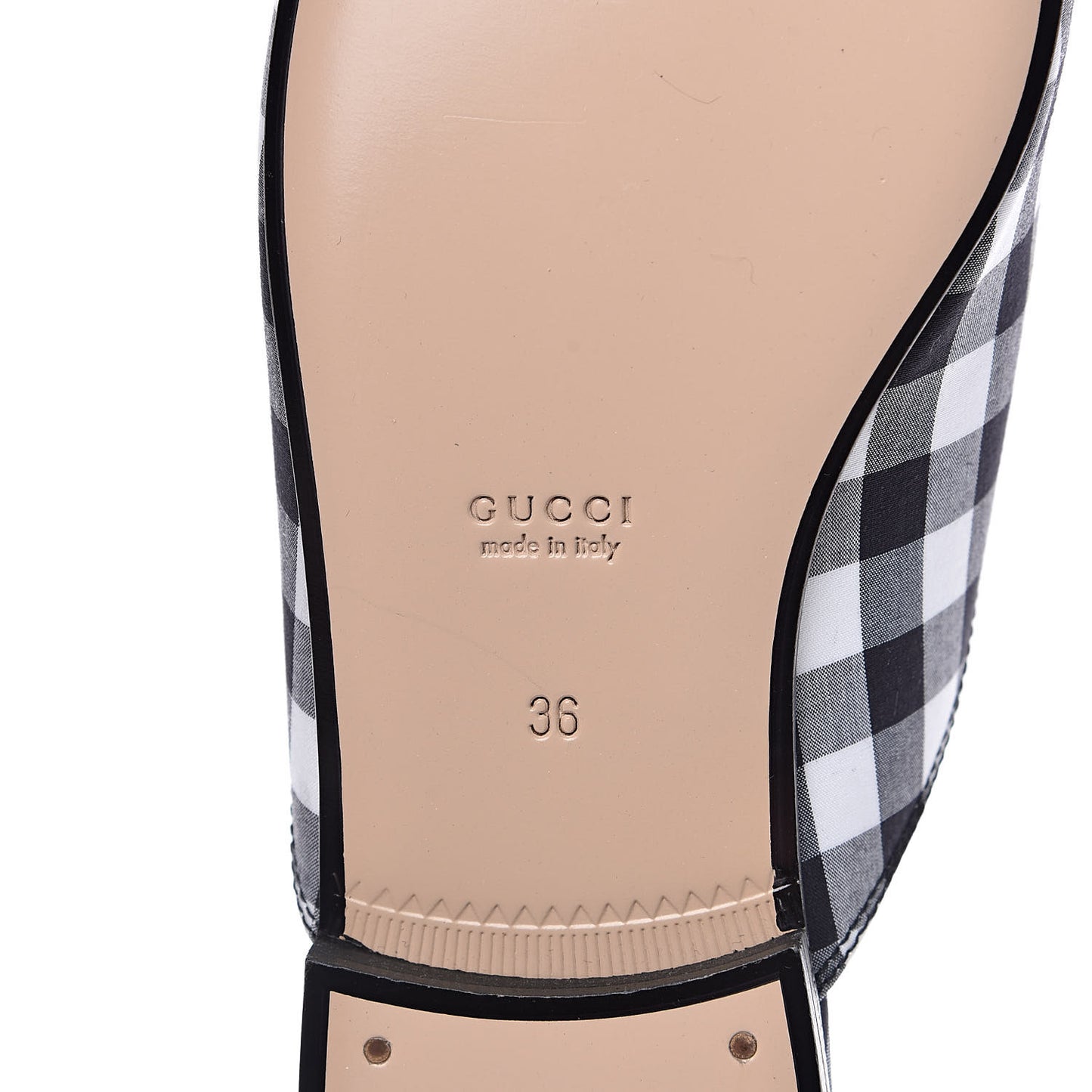 Cotton Gingham Womens Princetown Slippers 36 White Black