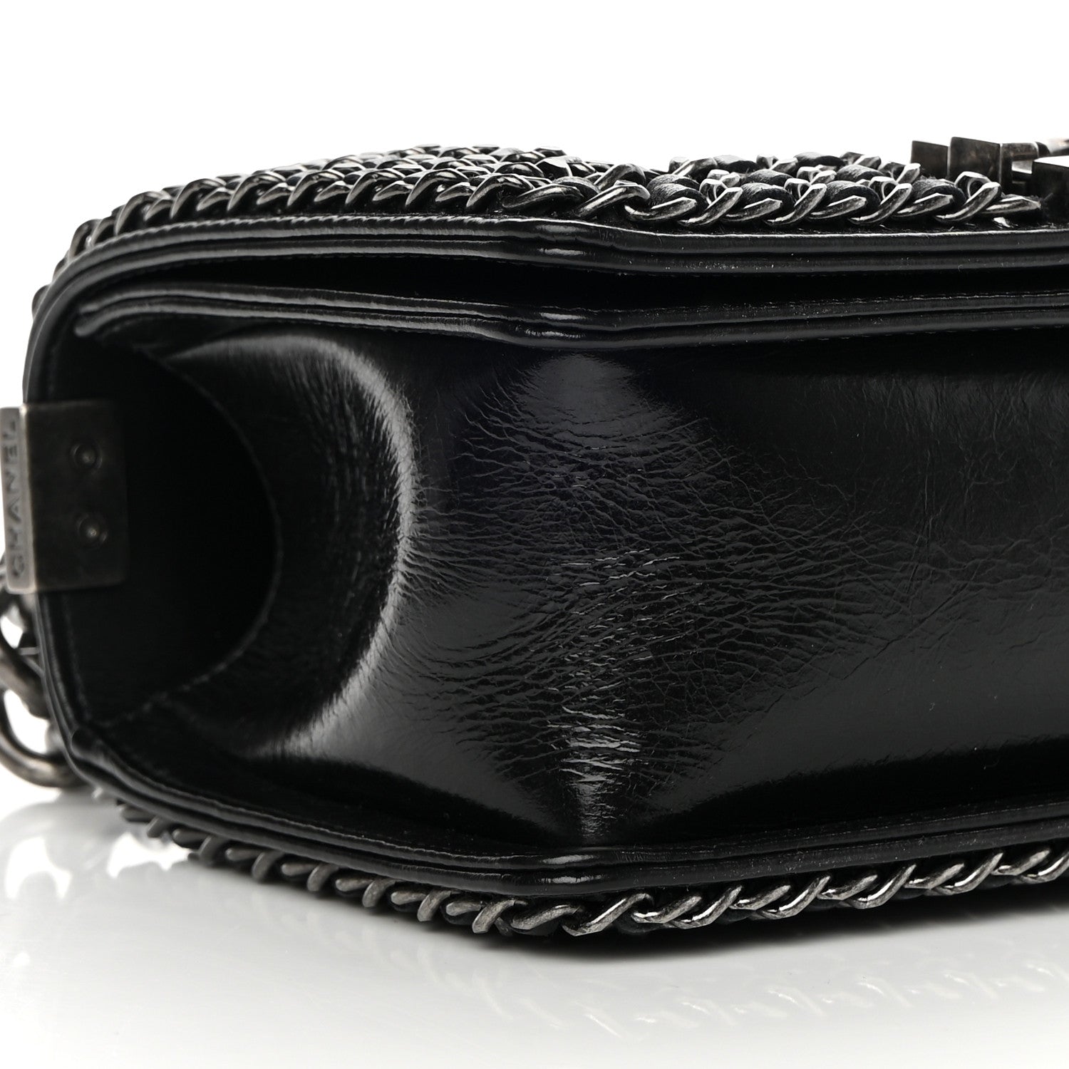Chanel Glazed Calfskin Quilted Small Boy Chained Flap Black 9 of 11