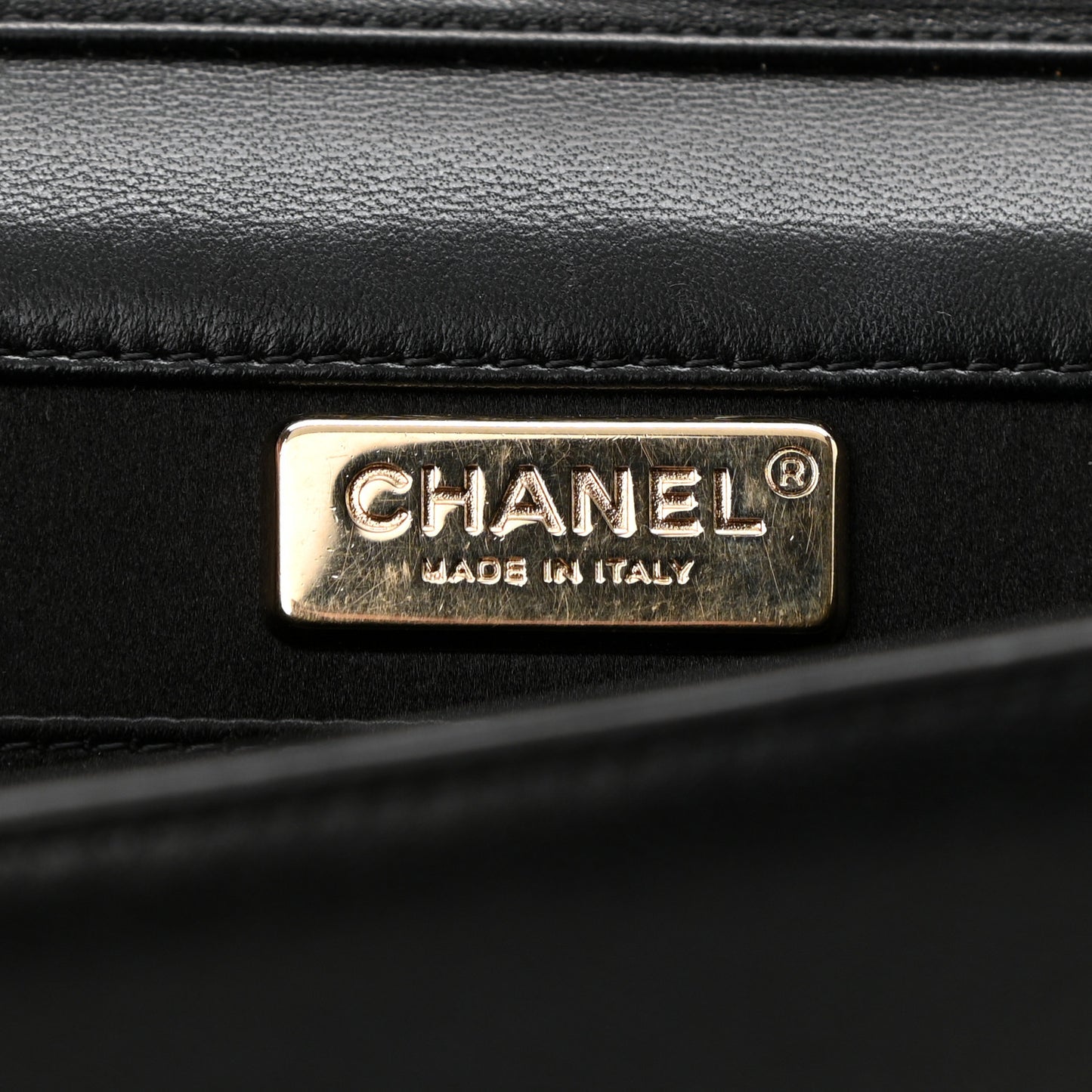 Lambskin Chocolate Bar Piercing CC Studded Small Chain Flap Bag Black