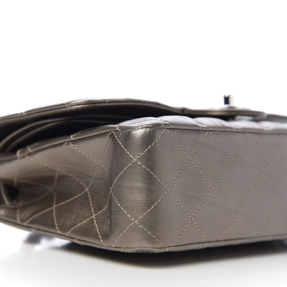 Chanel Metallic Calfskin Quilted Medium Double Flap Dark Silver 6 of 9