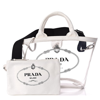 Prada Plexiglass Canapa Small Shopper Tote White 1 of 11