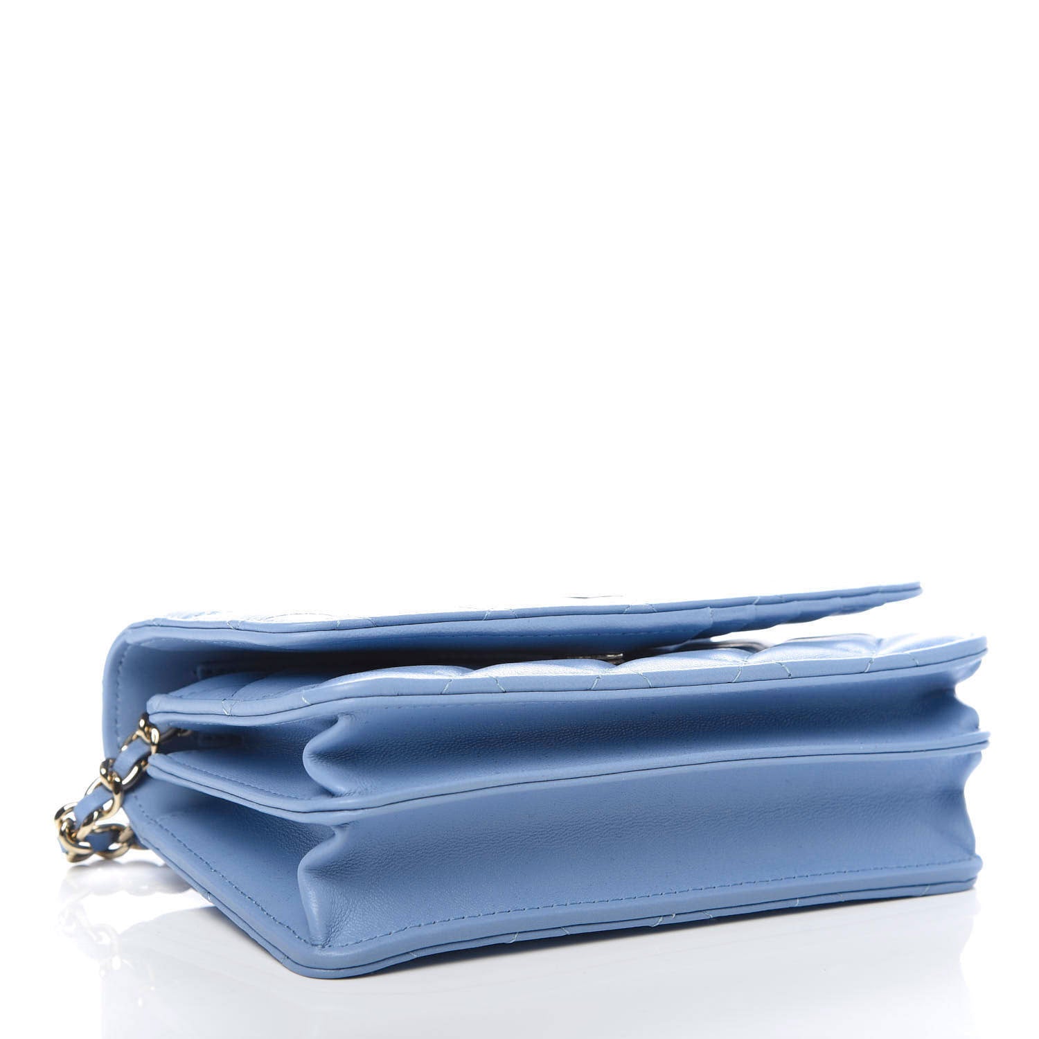 Chanel Lambskin Quilted Mini Wallet On Chain WOC Light Blue 3 of 8