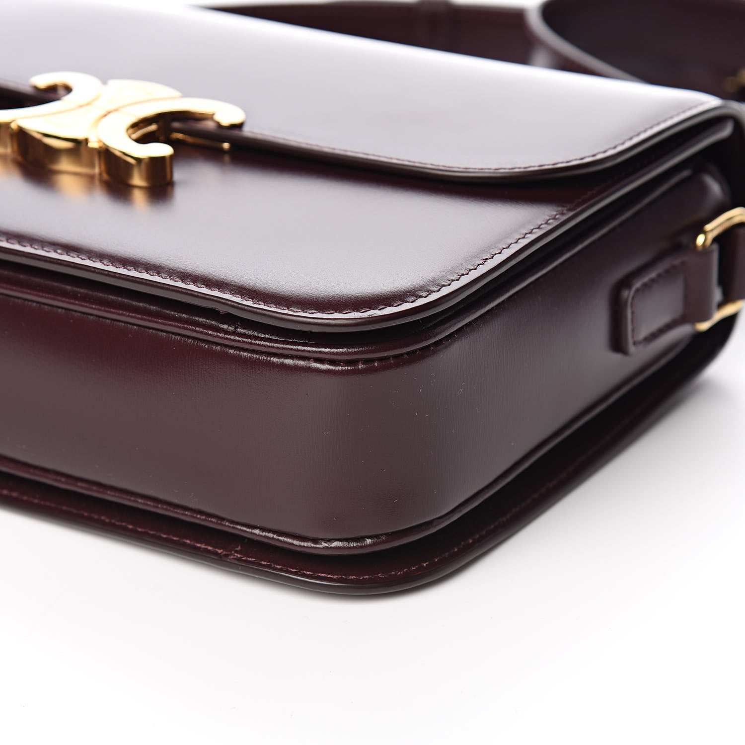 Celine Shiny Calfskin Medium Triomphe Burgundy 10 of 11