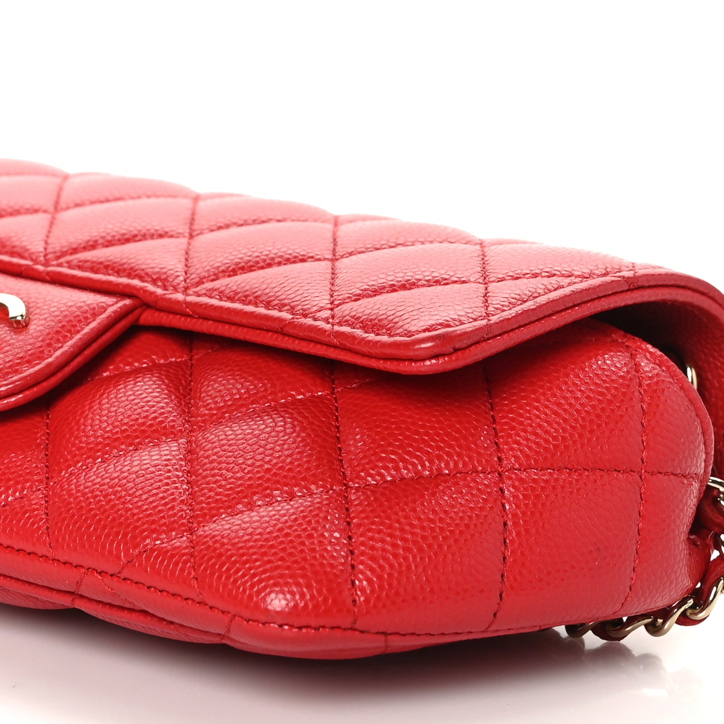 Caviar Quilted Glasses Case With Chain Red