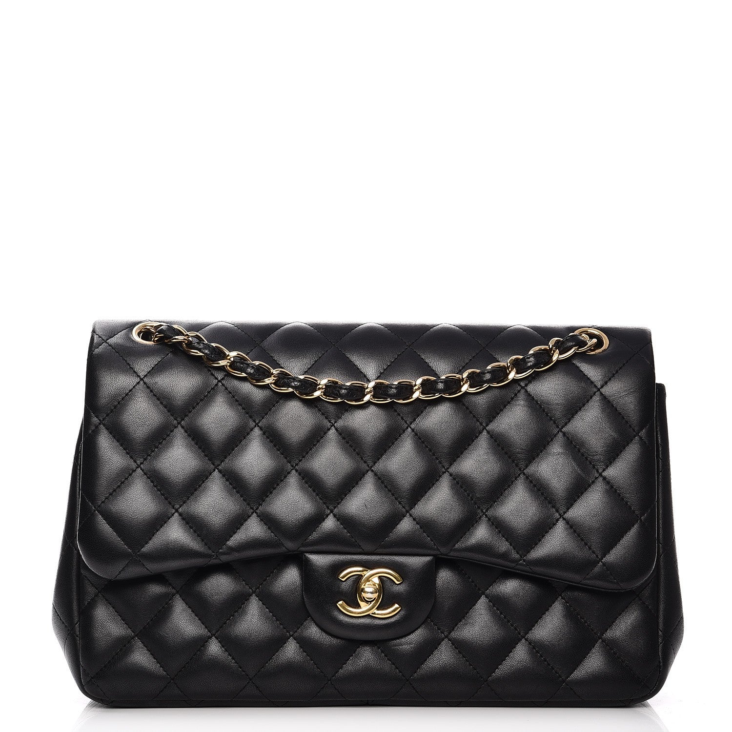 Chanel Lambskin Quilted Jumbo Double Flap Black 1 of 16