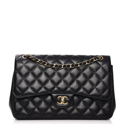 Chanel Lambskin Quilted Jumbo Double Flap Black 1 of 16