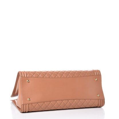 Chanel Calfskin Quilted Boy Shopping Tote Camel 4 of 9