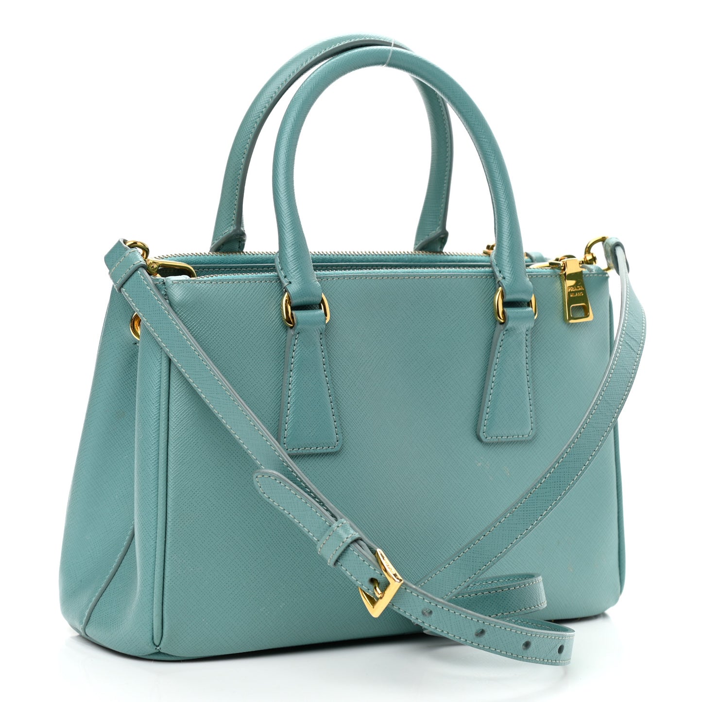 Saffiano Lux Mini Galleria Double Zip Tote Anice
