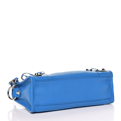 Balenciaga Chevre Silver Metallic Edge Hardware Mini City Bleu Ceylon 4 of 10