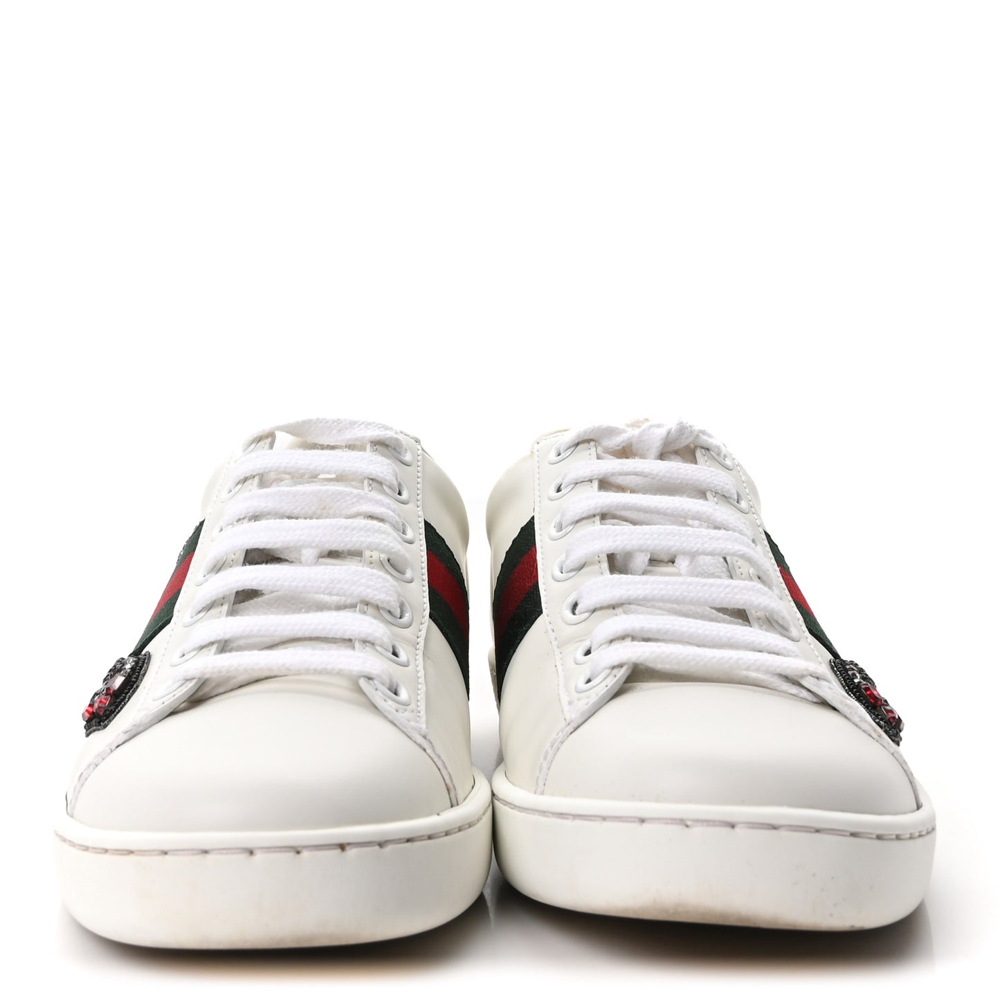 Calfskin Web Studded Womens Arrow Ace Sneakers 36 White