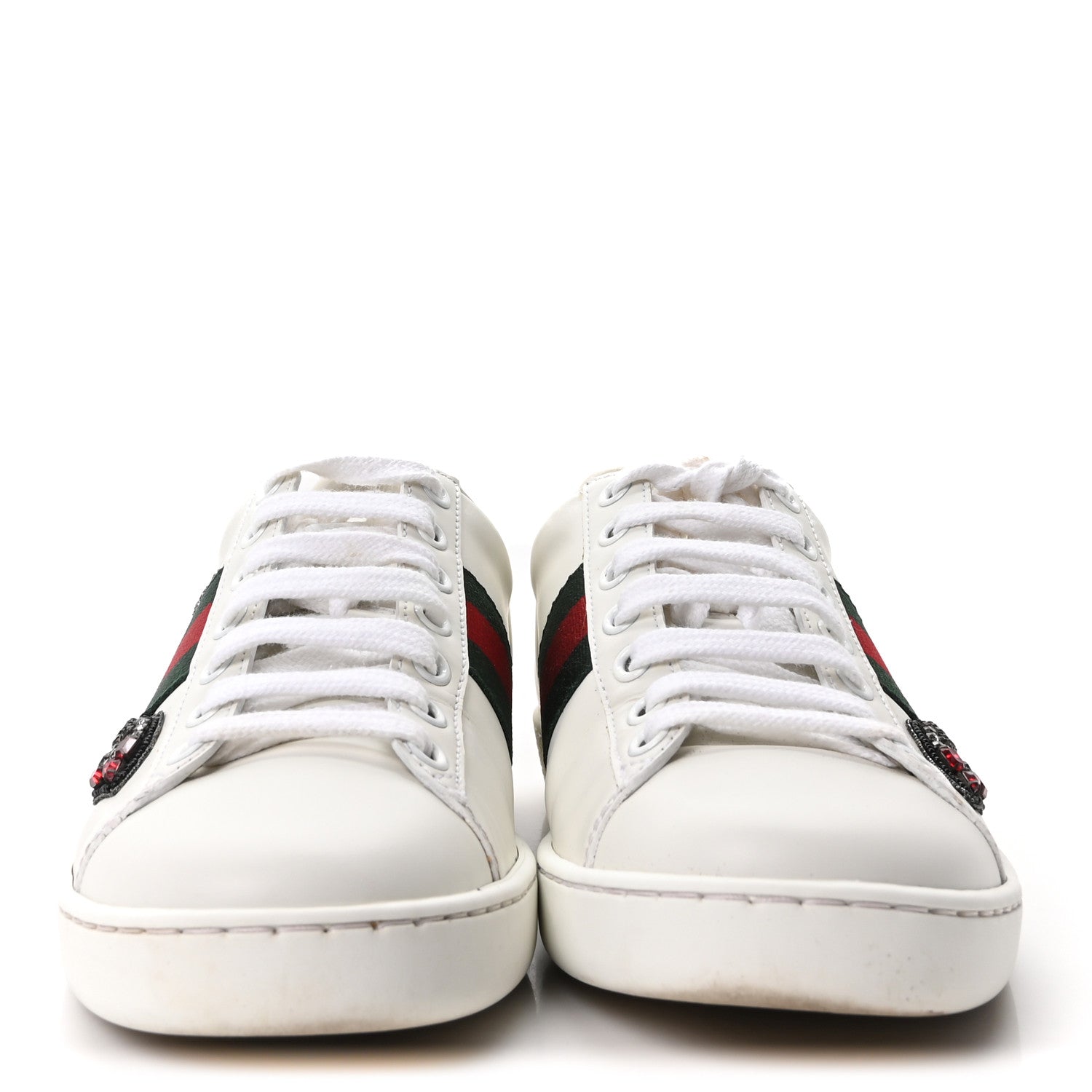 Gucci Calfskin Web Studded Womens Arrow Ace Sneakers 36 White 3 of 10