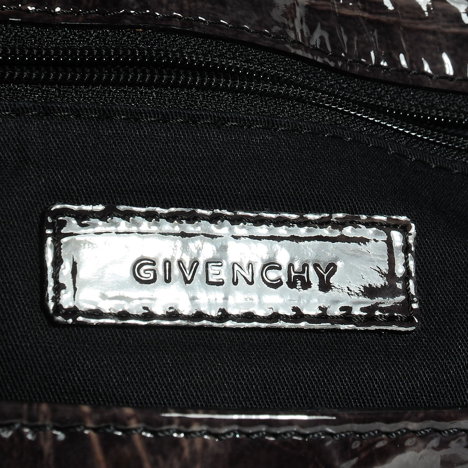 Givenchy Crinkled Patent Envelope Folded Clutch Black Grey 6 of 8