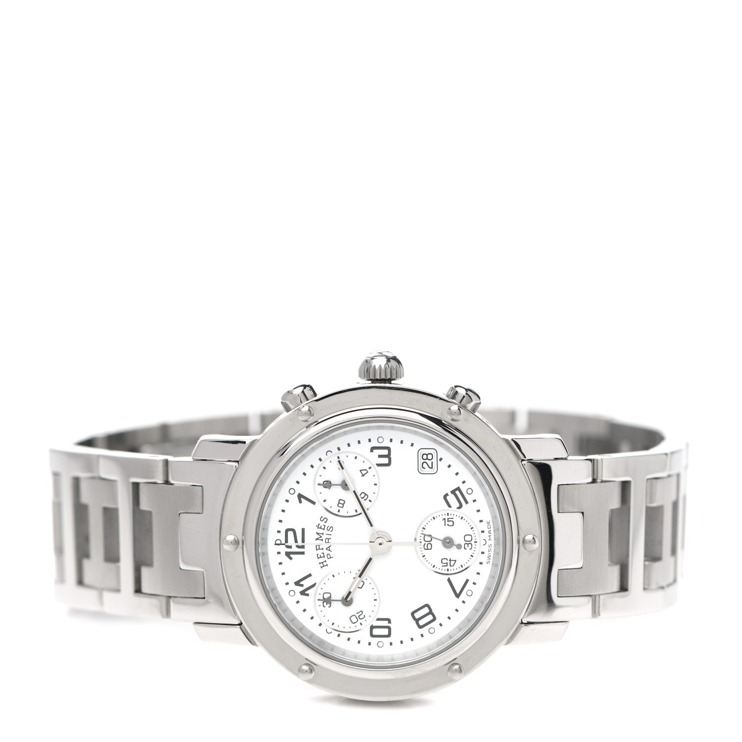 Hermes Stainless Steel 31mm Clipper Chronograph Quartz Watch 4 of 8