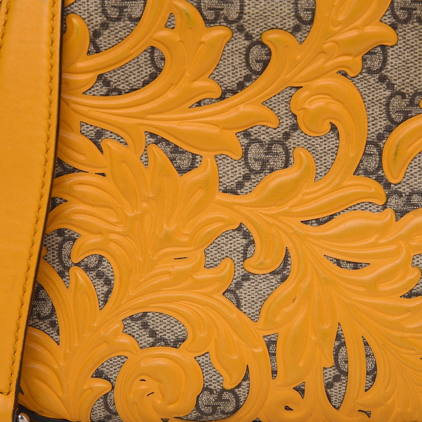 GG Supreme Monogram Arabesque Mini Chain Shoulder Bag Beige Yellow