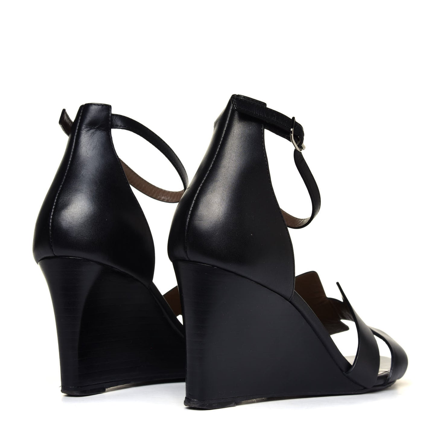 Calfskin Legend Wedge Sandals 40 Black