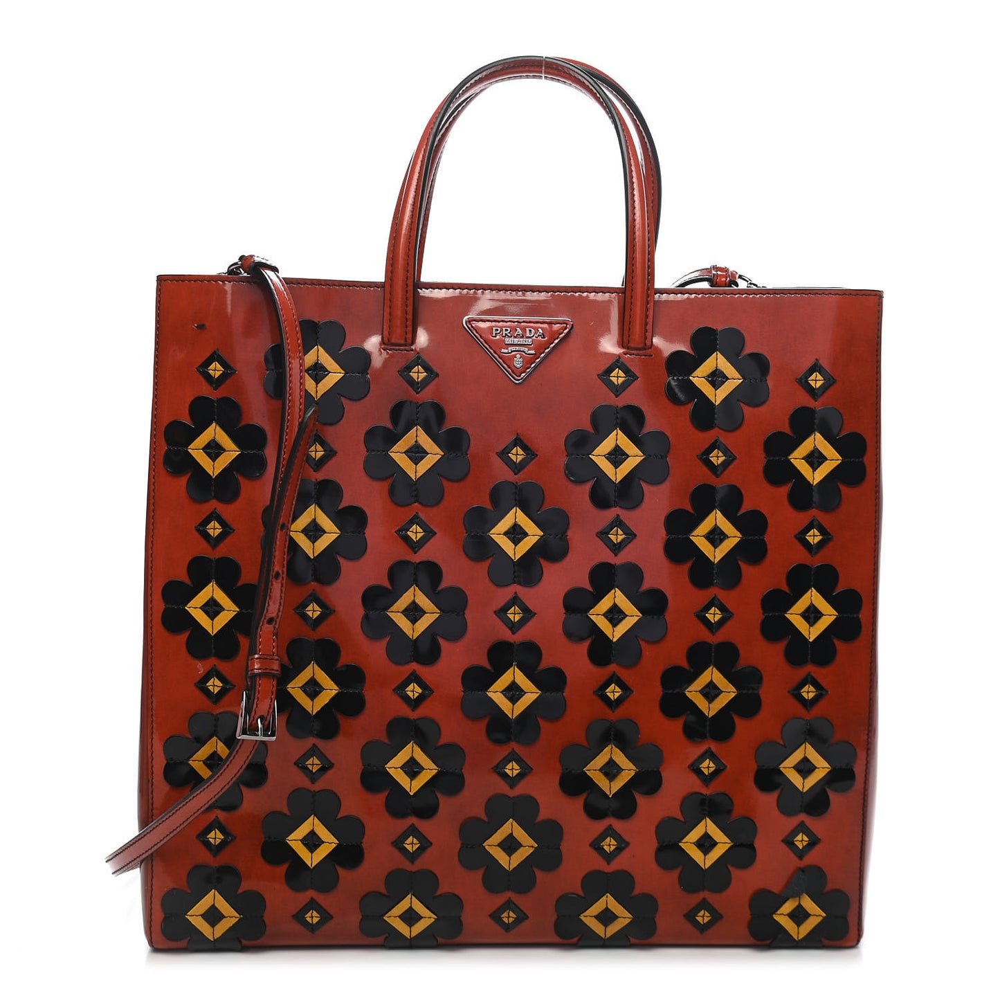 Spazzolato Flower Tote Arancio Black
