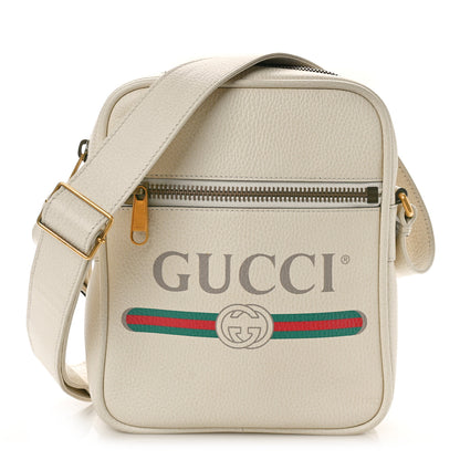 Gucci Grained Calfskin Logo Messenger Bag White 1 of 9