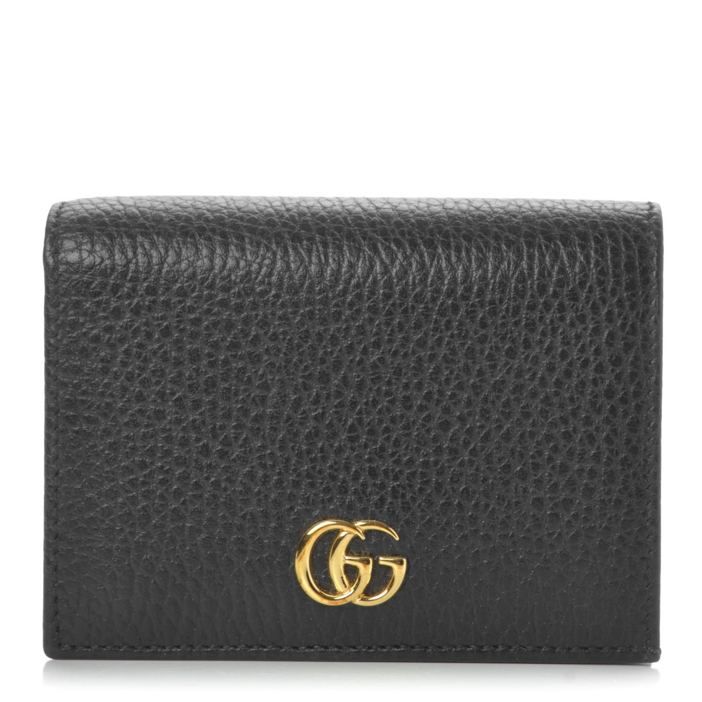 Pebbled Calfskin GG Marmont Card Case Black