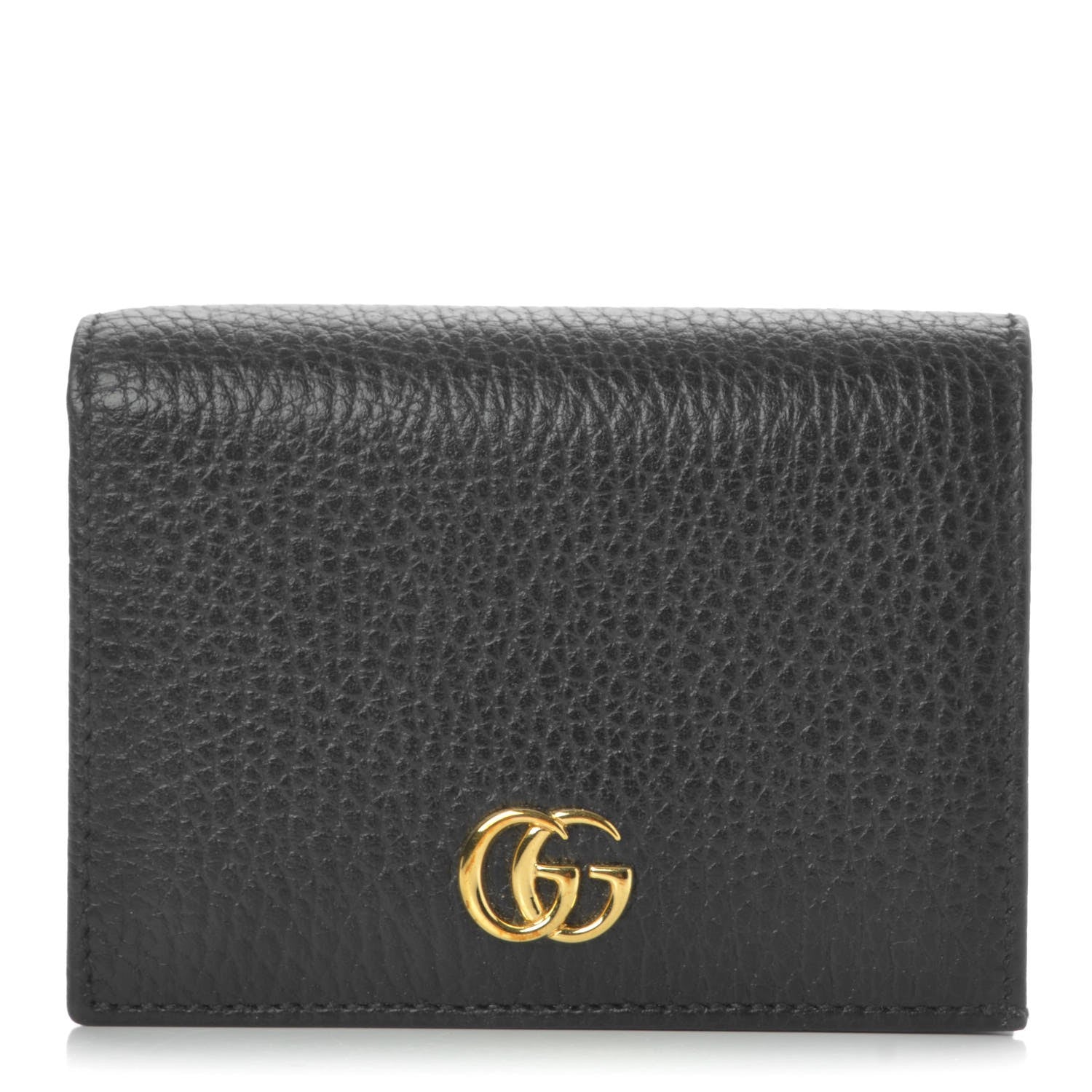 Gucci Pebbled Calfskin GG Marmont Card Case Black 1 of 8