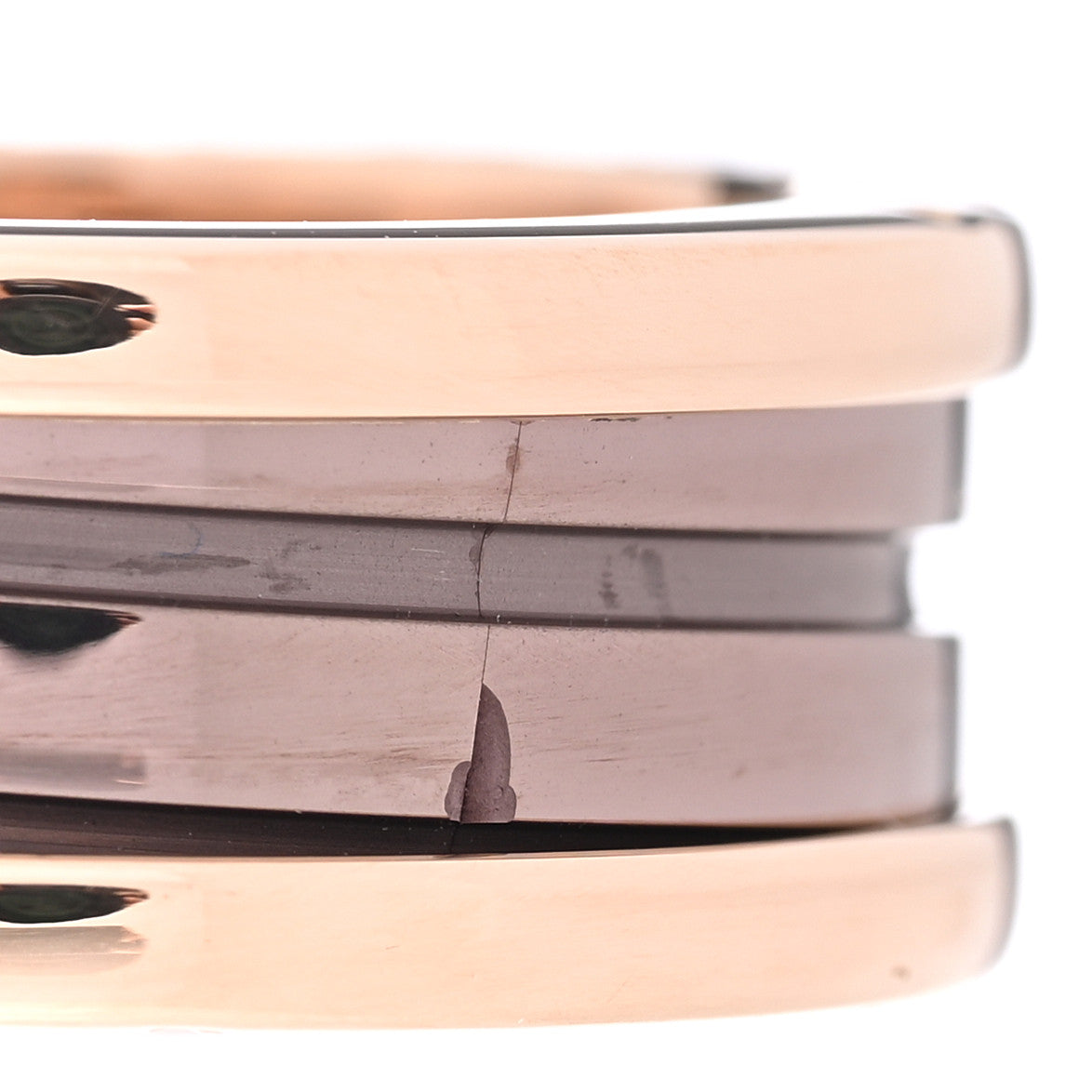 18K Rose Gold Bronze Cermet Roma B.Zero1 Two-Band Ring 50 5.25