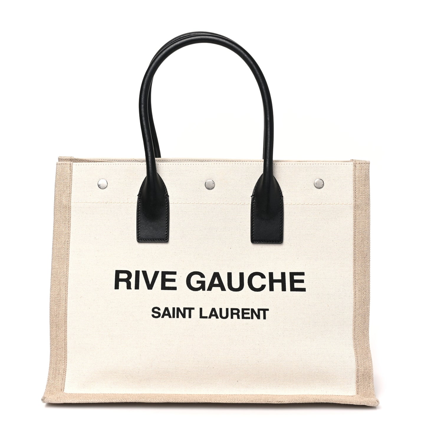 Linen Calfskin Small Rive Gauche Tote Greggio Natural