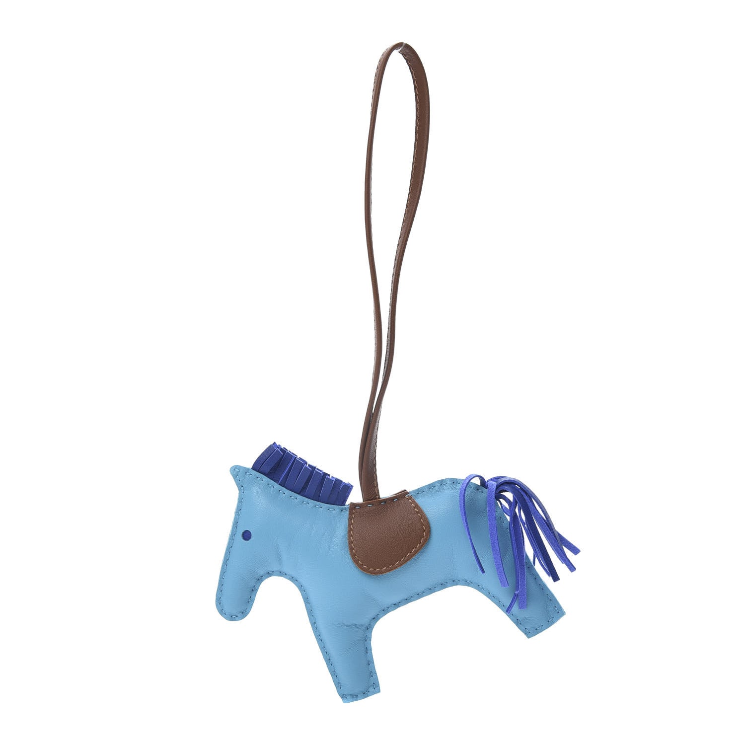 Hermes Milo Lambskin Grigri Rodeo Horse Bag Charm MM Bleu Azteque Bleu Electrique Fauve 1 of 4