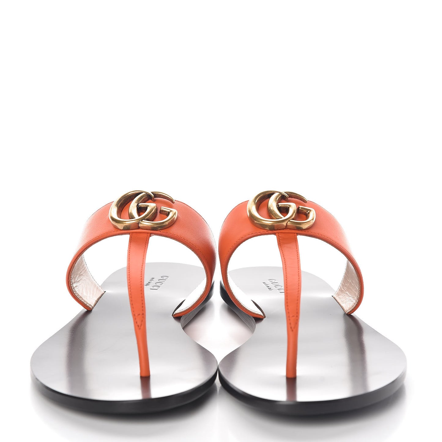 Calfskin GG Marmont Thong Sandals 40 Deep Orange