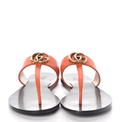Gucci Calfskin GG Marmont Thong Sandals 40 Deep Orange 2 of 8