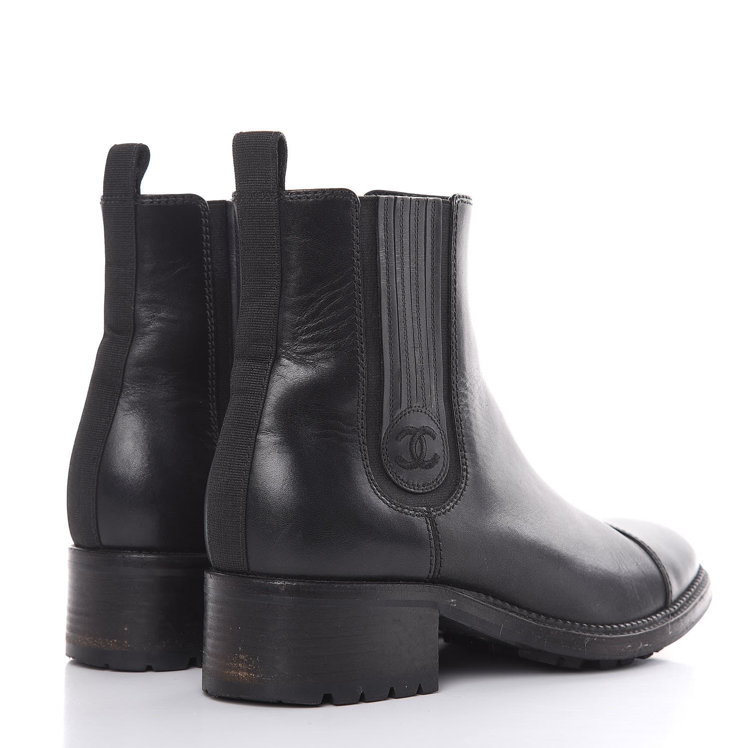 Chanel Calfskin Elastic Ankle Boots 38.5 Black 4 of 14