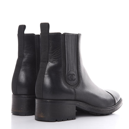 Chanel Calfskin Elastic Ankle Boots 38.5 Black 4 of 14