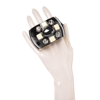 Chanel Resin Crystal Baguette Wide Cuff Black 2 of 4