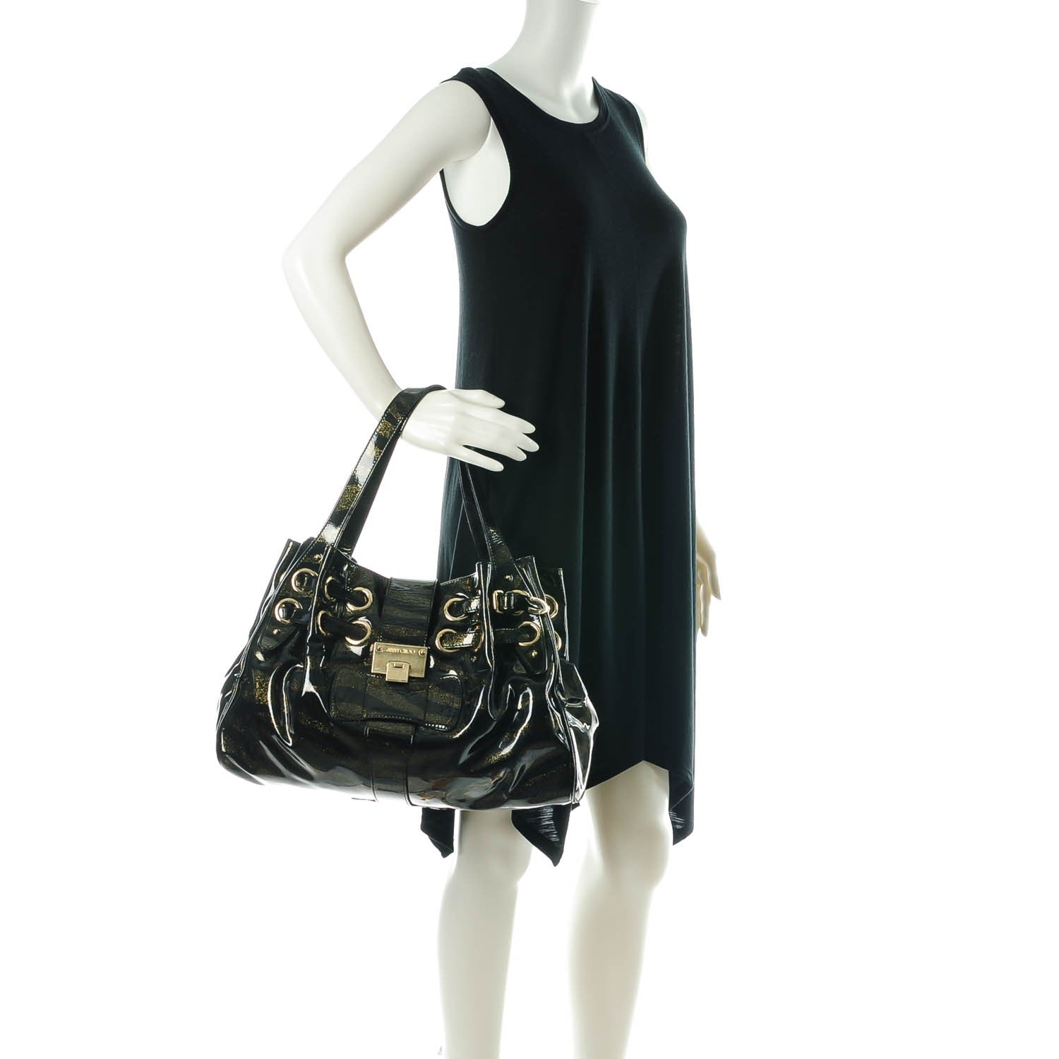 Jimmy Choo Glitter Patent Ramona Black 2 of 9